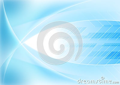 Bright blue abstract wavy tech background Vector Illustration