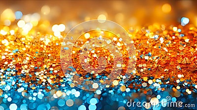 bright blue background of orange with yellow glitte Stock Photo