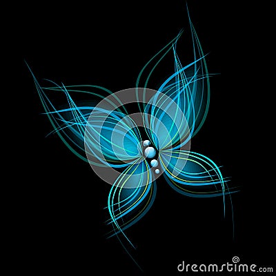 Bright blue butterfly Vector Illustration