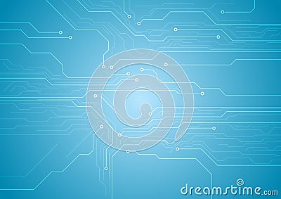 Bright blue circuit board chip technology background Vector Illustration