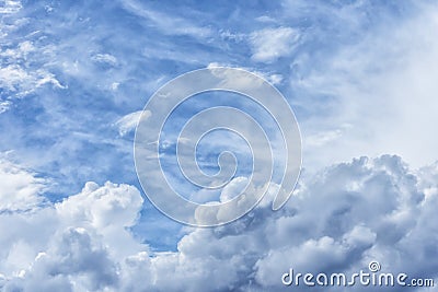 Atmospheric blue cloudy sky. Fluffy clouds, great light Stock Photo