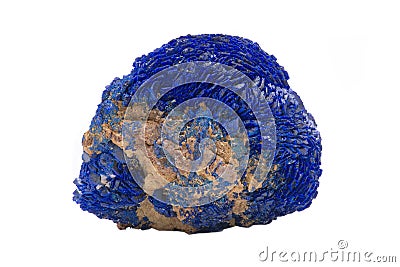 Bright blue full Azurite nodule from Russia isolated on white Stock Photo