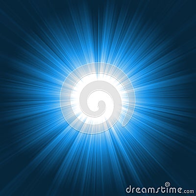 Bright blue lightburst Stock Photo