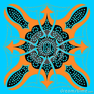 Bright blue oriental abstract ornament Vector Illustration