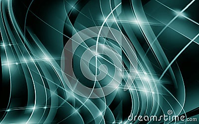 Black dynamic gradient background with blue. Wavy lines. Stock Photo