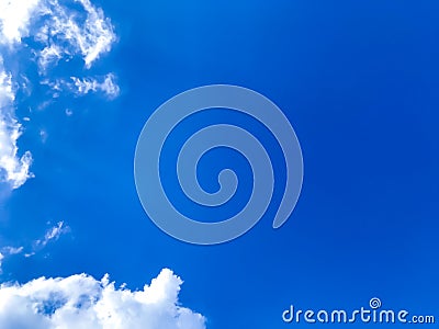 The bright blue sky, white clouds. Stock Photo