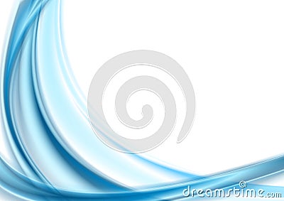 Bright blue smooth waves on white background Vector Illustration