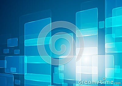 Bright blue tech geometric motion background Vector Illustration