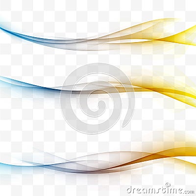 Bright blue to yellow swoosh abstract lines set Vector Illustration