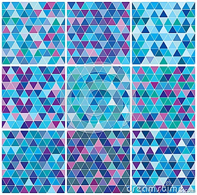 Bright blue winter triangle pattern set Vector Illustration