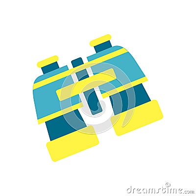 Bright blue and yellow plastic binocular isolated illustration Vector Illustration