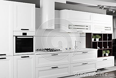 Bright brand new european kitchen Stock Photo