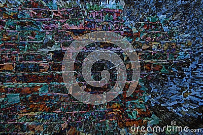 Bright brick wall background in the form of abstraction. Stock Photo