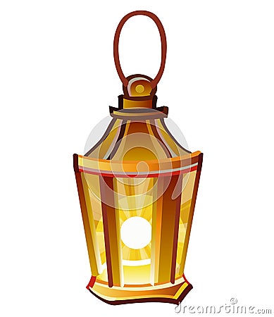 Bright brown lantern. Flashlight. Stock Photo