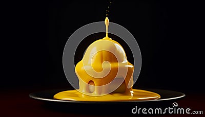 Bright candle flame illuminates sweet dessert on black background generated by AI Stock Photo