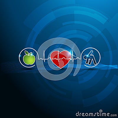 Bright cardiology symbols, healthy living Vector Illustration