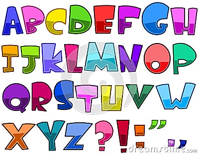 Bright cartoon alphabet Vector Illustration