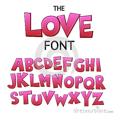 Bright cartoon colorful comic graffiti doodle font, love alphabet. Vector illustration Vector Illustration