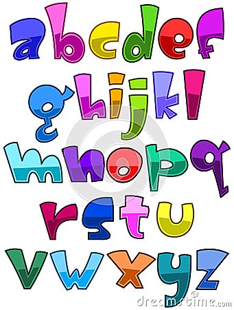 Bright cartoon lower case alphabet Vector Illustration