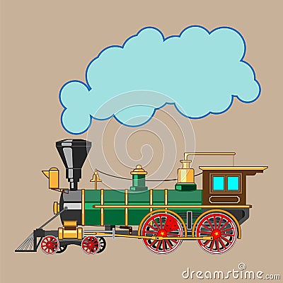 Bright cartoon steam locomotive Vector Illustration