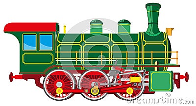 Bright cartoon steam locomotive Vector Illustration