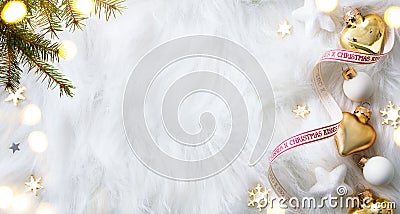 Bright Christmas; Holidays background with Xmas decoration and C Stock Photo