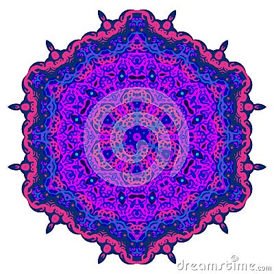 Bright circular ornament purple flower mandala Vector Illustration