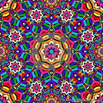 Bright circular seamless kaleidoscope pattern Vector Illustration