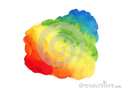 Bright clear rainbow colors watercolour stain Cartoon Illustration