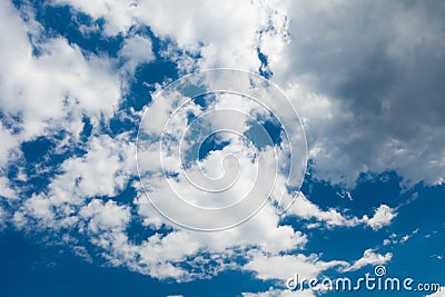 Bright cloudy sky background, blue atmosphere, ozone, oxygen, heaven Stock Photo