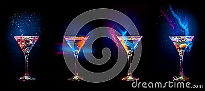 Bright cocktails in glasses Stock Photo