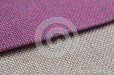 Bright collection of colorful gunny textile samples. Fabric texture background Stock Photo