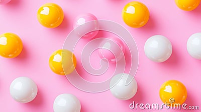 A bright collection of yellow circles, each unique in size and color, generates a cheerful and fun visual texture Stock Photo