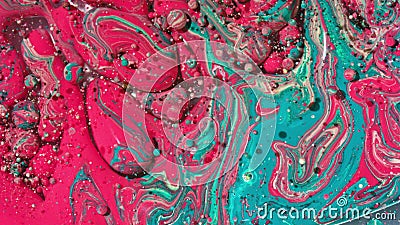 Bright Collors Bubbles Slow Motion Oil Ink Stock Photo