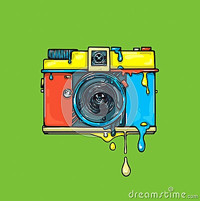 Bright color camera. Artwork. Ð¡olor graphic illustration Cartoon Illustration