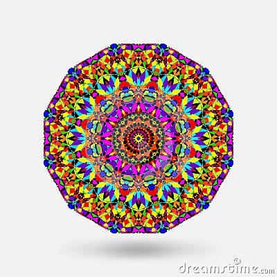 Bright color circular kaleidoscope pattern Cartoon Illustration