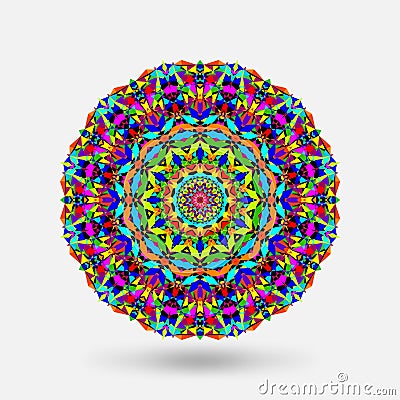 Bright color circular kaleidoscope pattern Cartoon Illustration