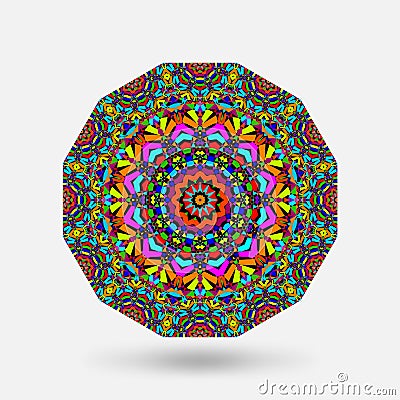 Bright color circular kaleidoscope pattern Cartoon Illustration