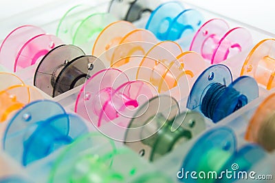 Bright color sewing spools Stock Photo