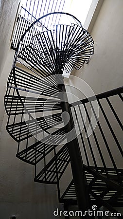 Bright color shot of steel spiral staircase Stock Photo