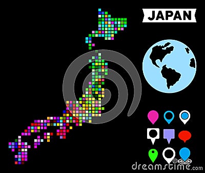 Colored Dotted Japan Map Vector Illustration