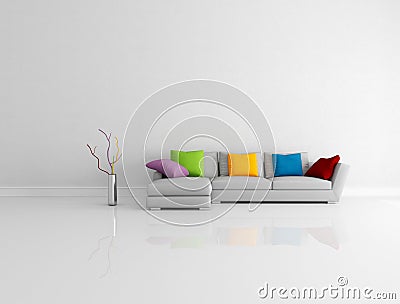 Bright colored minimalist living room Stock Photo