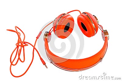 Bright colored orange headphones Stock Photo