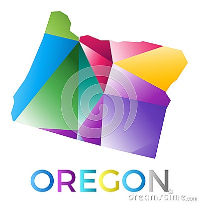Bright colored Oregon shape. Vector Illustration