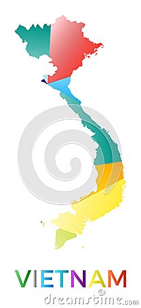 Bright colored Vietnam shape. Vector Illustration