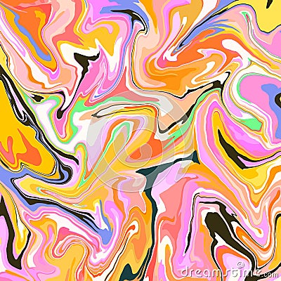 Bright colorful abstract marbled texture with dynamic curved lines Stock Photo