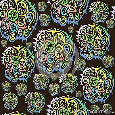 Bright, colorful, boho, ethnic seamless pattern on a black background Vector Illustration