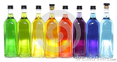 Bright colorful bottles Stock Photo