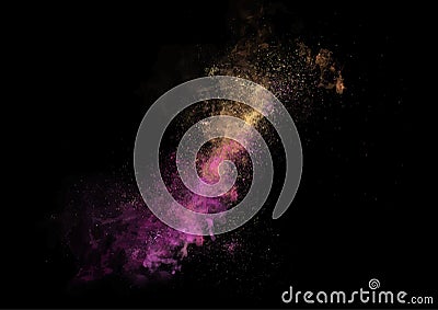 Vector bright colorful cosmos illustration. Abstract cosmic background with stars and galaxy. Vector Illustration