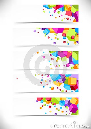 Bright colorful cube cards collection Vector Illustration